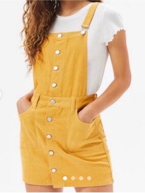 PacSun Mustard Yellow Button-Front Overall Skirt